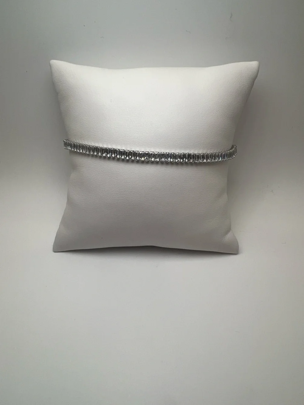 249. White Gold Plated Triple A Baguette CZ Bracelet 6 1/2” - 7”